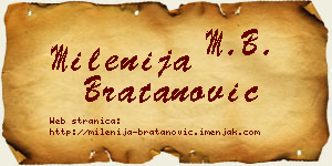 Milenija Bratanović vizit kartica